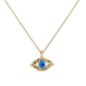 Anthropologie Stainless steel Colorful Evil blue Eye Pendant Necklace
